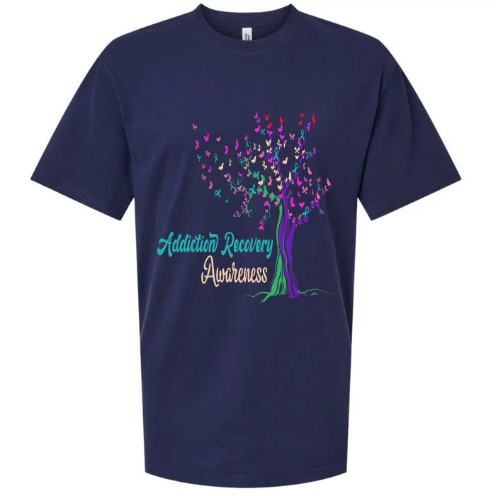 Tree Ribbon Addiction Recovery Awareness Sueded Cloud Jersey T-Shirt