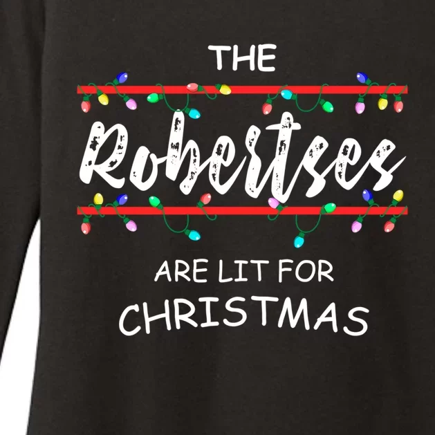 The Robertses Are Lit For Christmas Family Christmas Design Cute Gift Womens CVC Long Sleeve Shirt