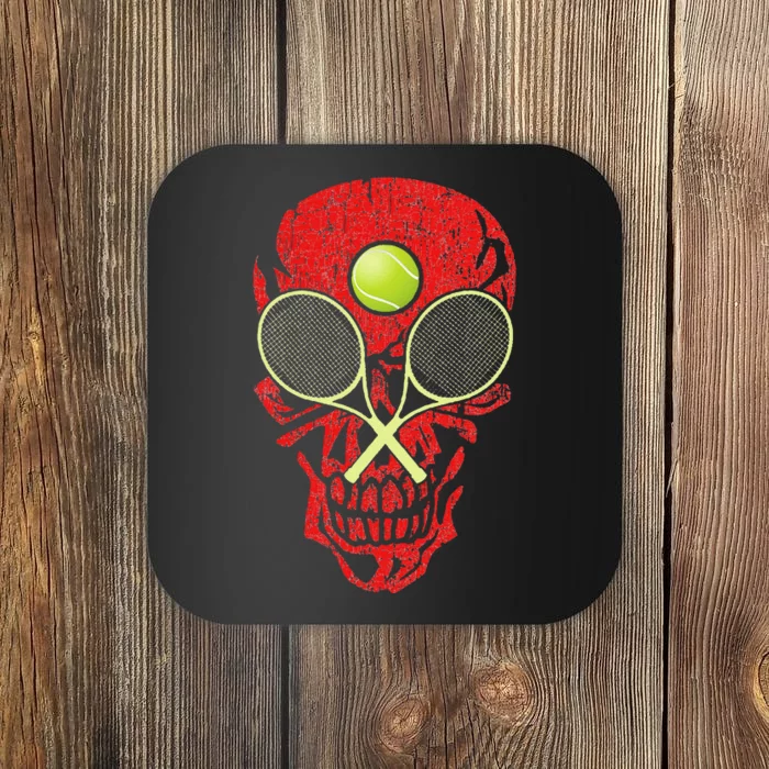 tennis racquet and ball skull sports halloween costume Coaster