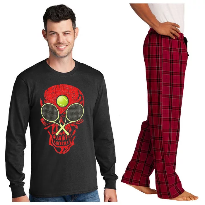 tennis racquet and ball skull sports halloween costume Long Sleeve Pajama Set