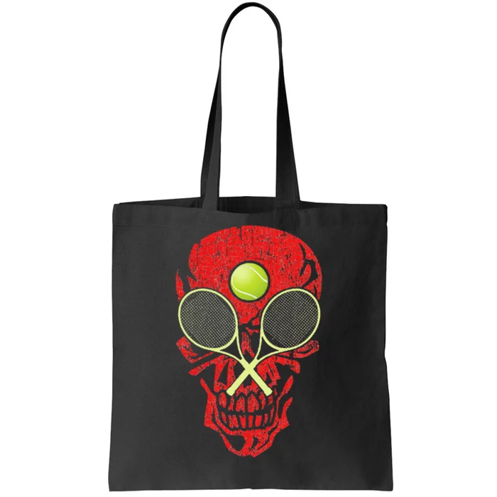 tennis racquet and ball skull sports halloween costume Tote Bag