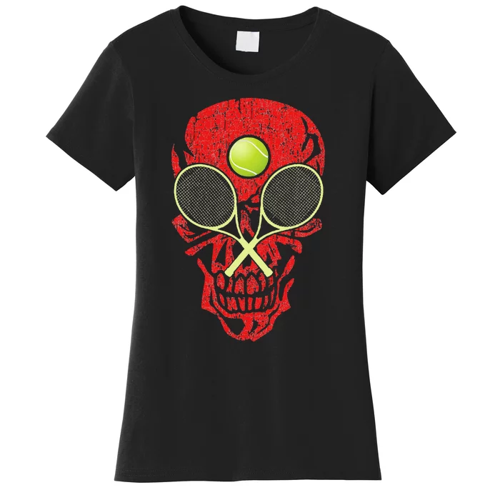 tennis racquet and ball skull sports halloween costume Women's T-Shirt