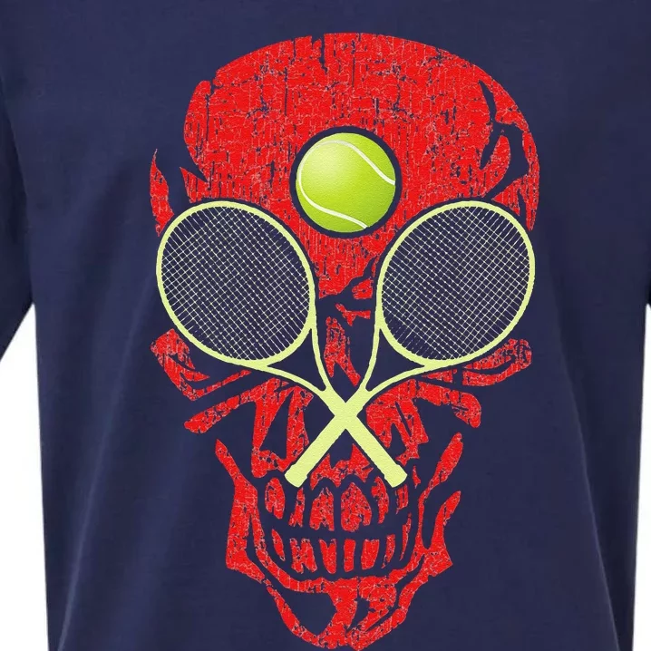 tennis racquet and ball skull sports halloween costume Sueded Cloud Jersey T-Shirt