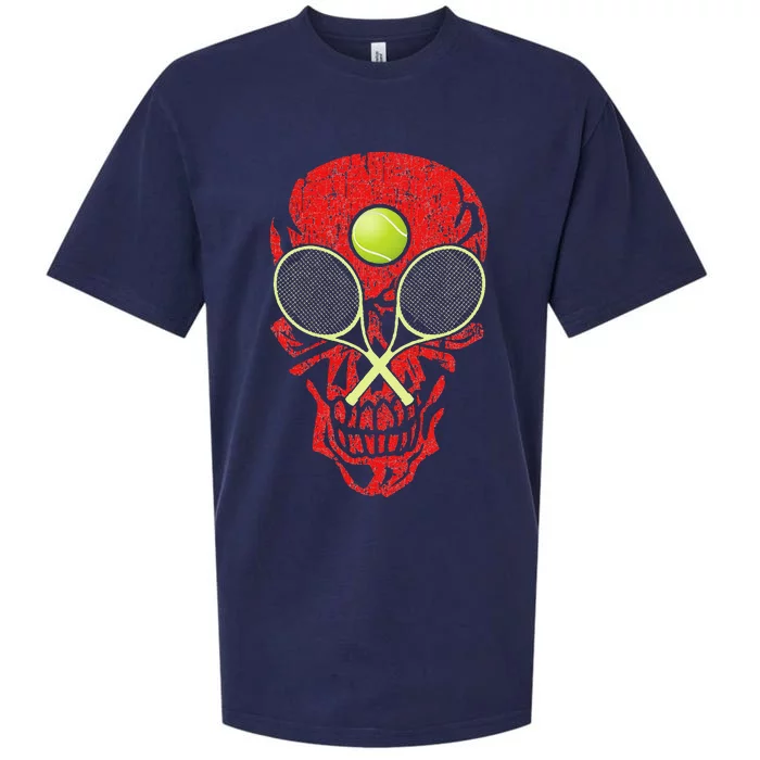 tennis racquet and ball skull sports halloween costume Sueded Cloud Jersey T-Shirt