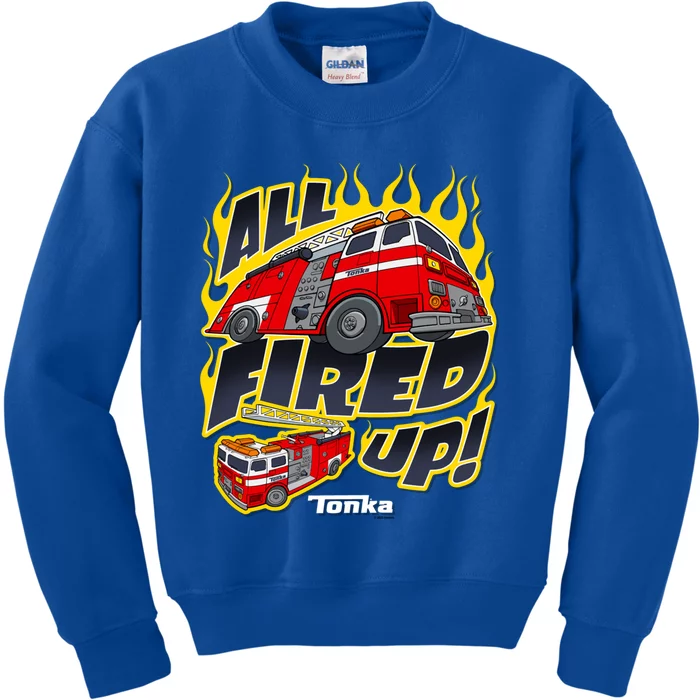 Tonka Rescue All Fired Up! Fire Truck Flames Logo Gift Kids Sweatshirt