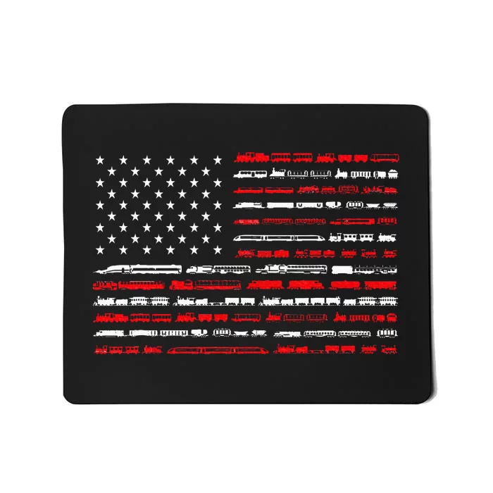 Train Railroad American Flag Vintage Locomotive Mousepad