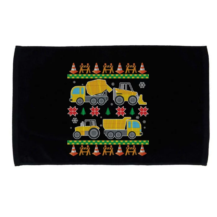 Tractors And Bulldozers Ugly Christmas Sweater Microfiber Hand Towel