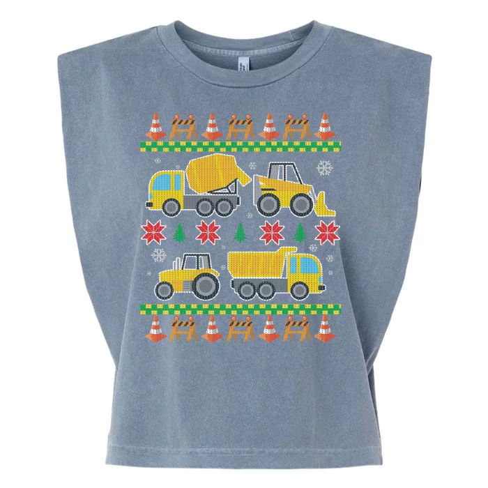 Tractors And Bulldozers Ugly Christmas Sweater Garment-Dyed Women's Muscle Tee