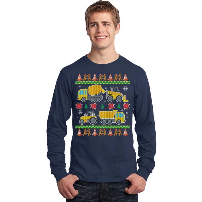 Tractors And Bulldozers Ugly Christmas Sweater Tall Long Sleeve T-Shirt