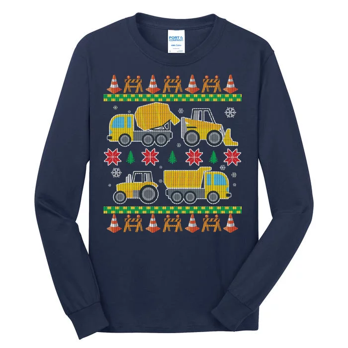 Tractors And Bulldozers Ugly Christmas Sweater Tall Long Sleeve T-Shirt