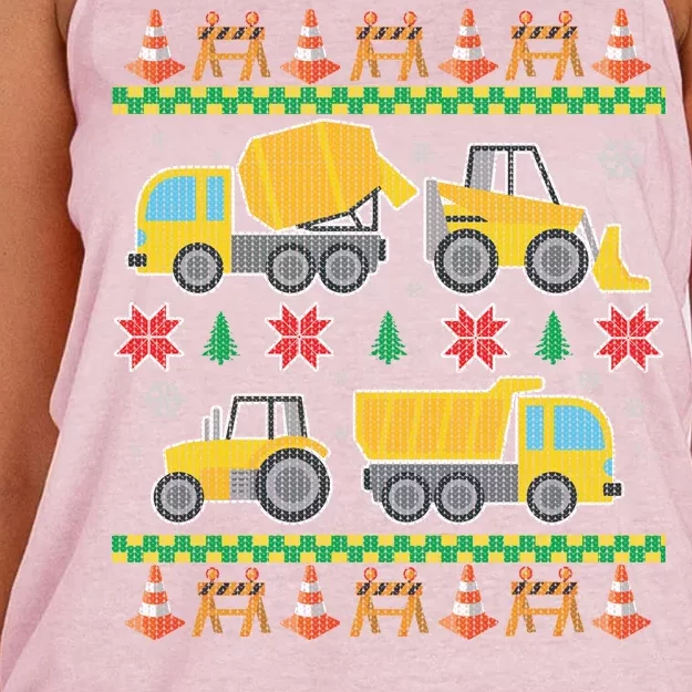 Tractors And Bulldozers Ugly Christmas Sweater Women's Knotted Racerback Tank