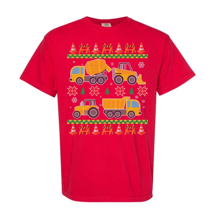 Tractors And Bulldozers Ugly Christmas Sweater Garment-Dyed Heavyweight T-Shirt