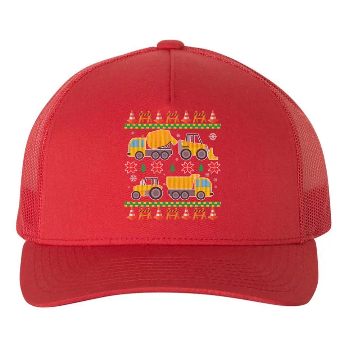 Tractors And Bulldozers Ugly Christmas Sweater Yupoong Adult 5-Panel Trucker Hat