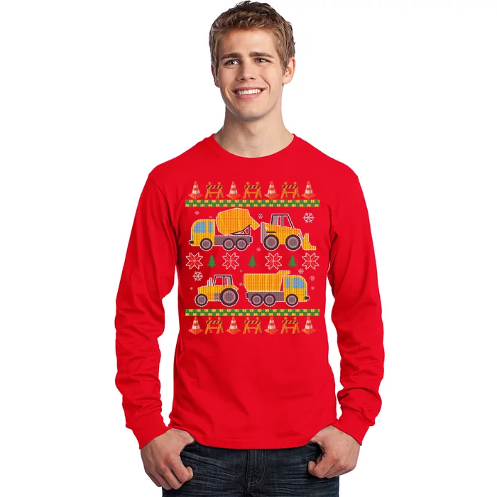 Tractors And Bulldozers Ugly Christmas Sweater Long Sleeve Shirt