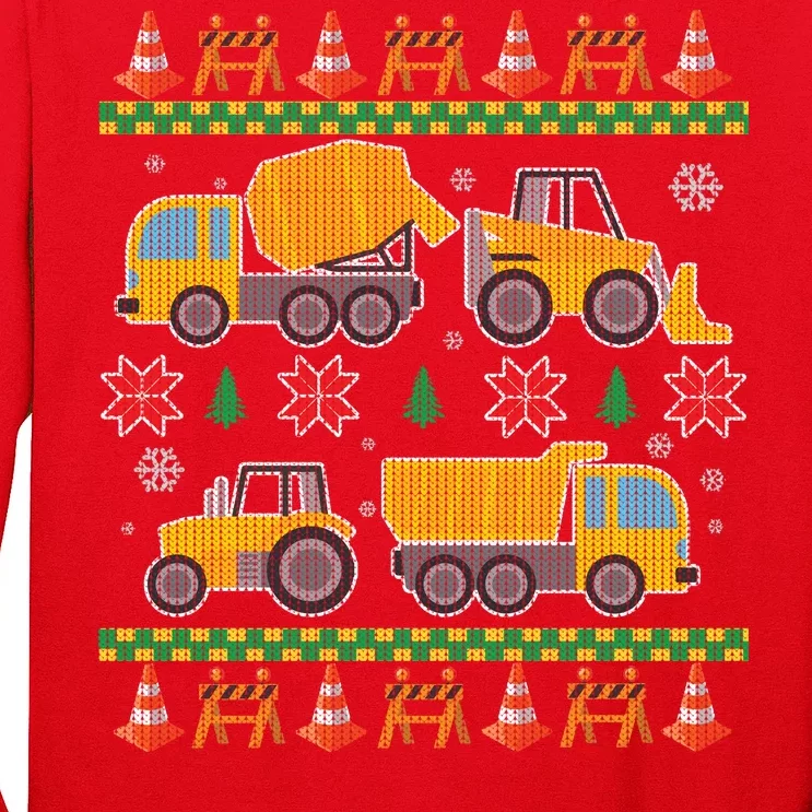 Tractors And Bulldozers Ugly Christmas Sweater Long Sleeve Shirt