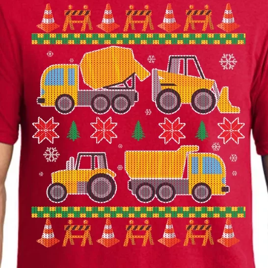 Tractors And Bulldozers Ugly Christmas Sweater Pajama Set