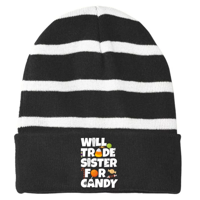 Trade My Sister For Candy Striped Beanie with Solid Band