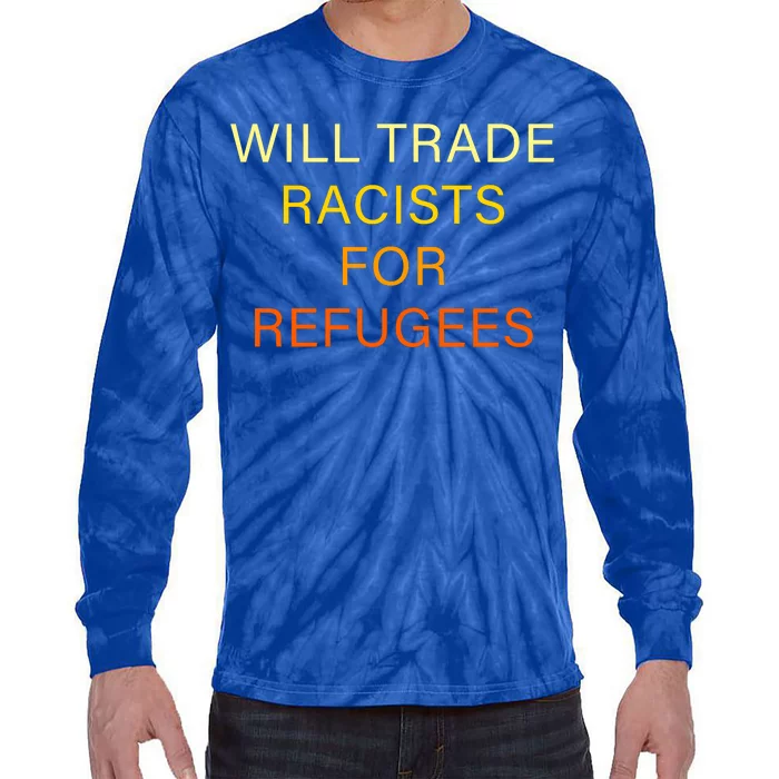 Trade Racists For Refugees Simple Logo Tie-Dye Long Sleeve Shirt