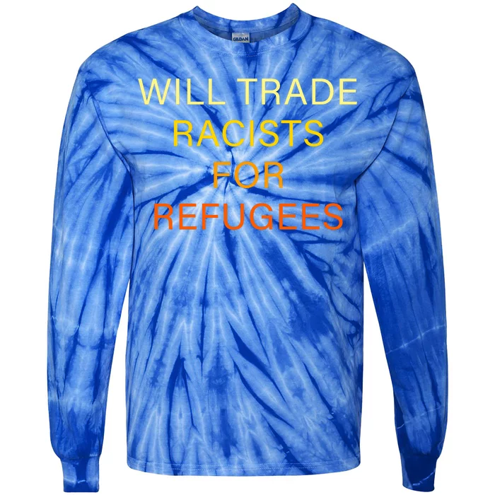 Trade Racists For Refugees Simple Logo Tie-Dye Long Sleeve Shirt