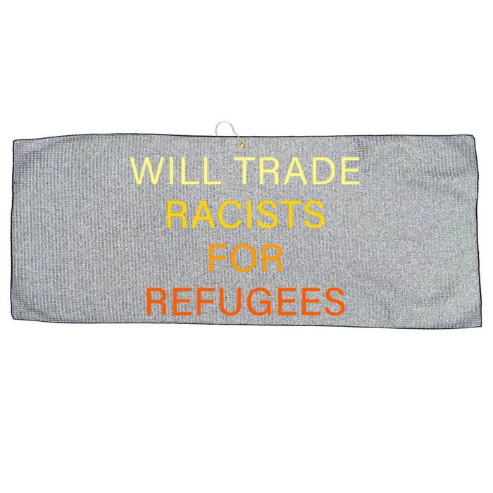 Trade Racists For Refugees Simple Logo Large Microfiber Waffle Golf Towel