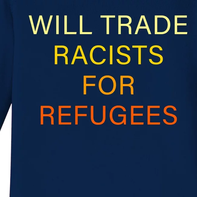 Trade Racists For Refugees Simple Logo Baby Long Sleeve Bodysuit