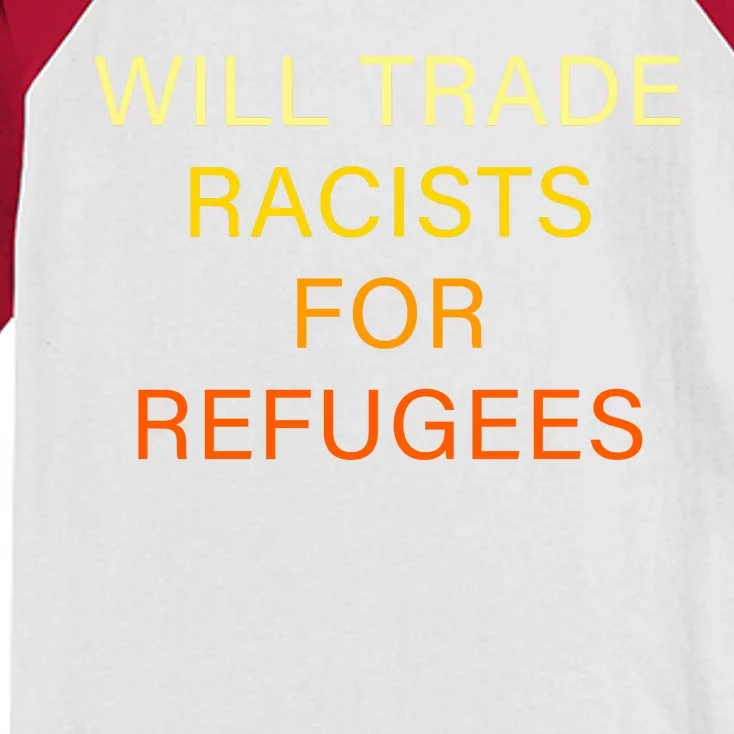 Trade Racists For Refugees Simple Logo Kids Colorblock Raglan Jersey