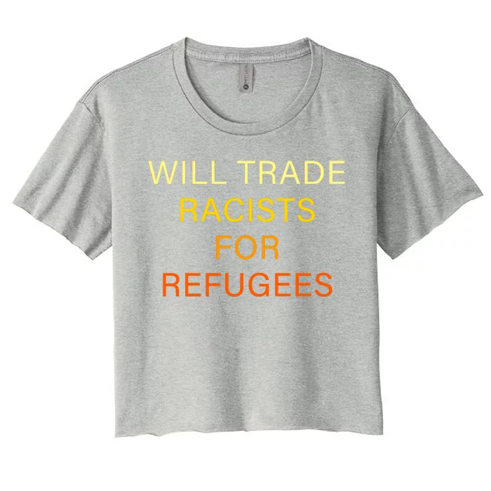 Trade Racists For Refugees Simple Logo Women's Crop Top Tee