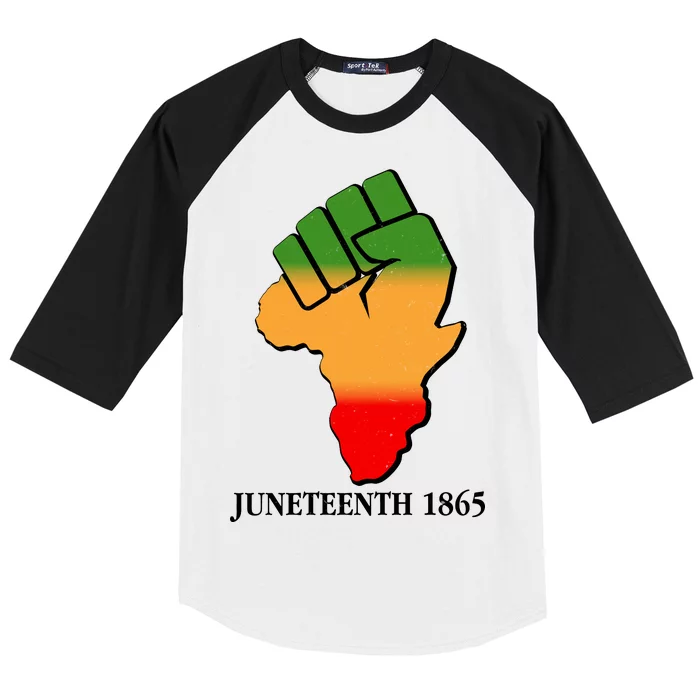 Traditional African Colors Protest Fist Juneteenth Baseball Sleeve Shirt