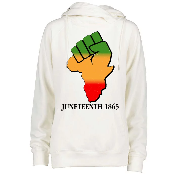 Traditional African Colors Protest Fist Juneteenth Womens Funnel Neck Pullover Hood