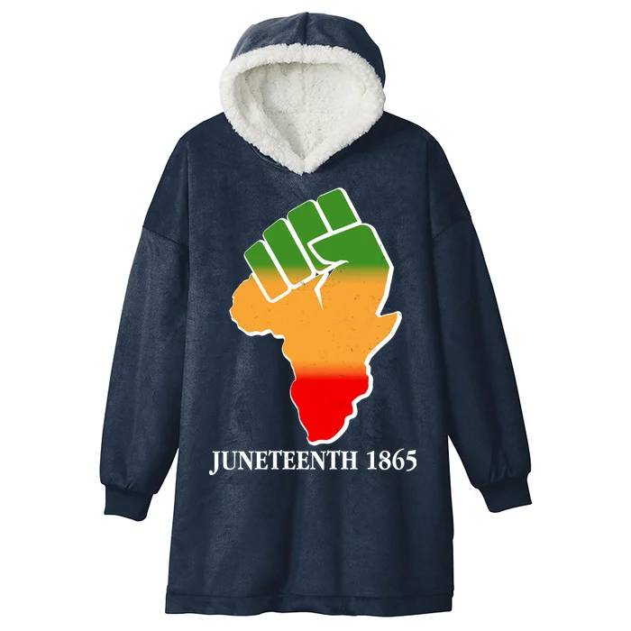 Traditional African Colors Protest Fist Juneteenth Hooded Wearable Blanket