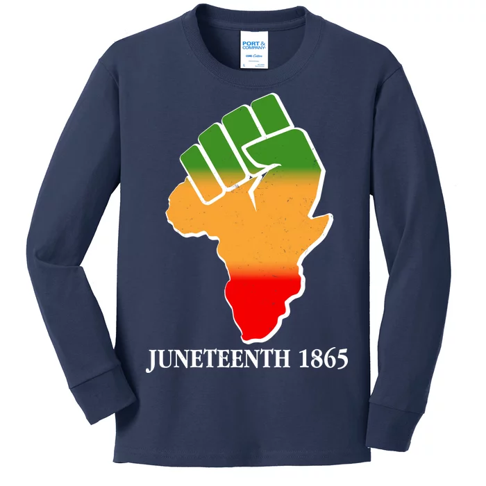 Traditional African Colors Protest Fist Juneteenth Kids Long Sleeve Shirt