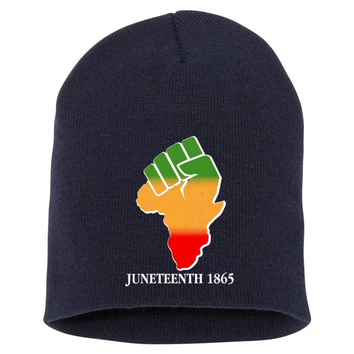 Traditional African Colors Protest Fist Juneteenth Short Acrylic Beanie