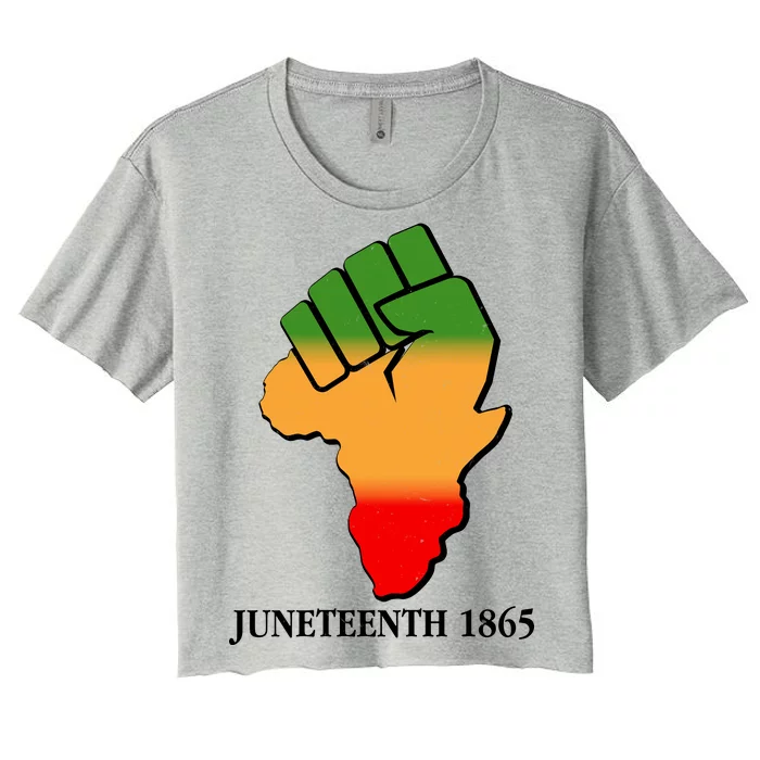 Traditional African Colors Protest Fist Juneteenth Women's Crop Top Tee