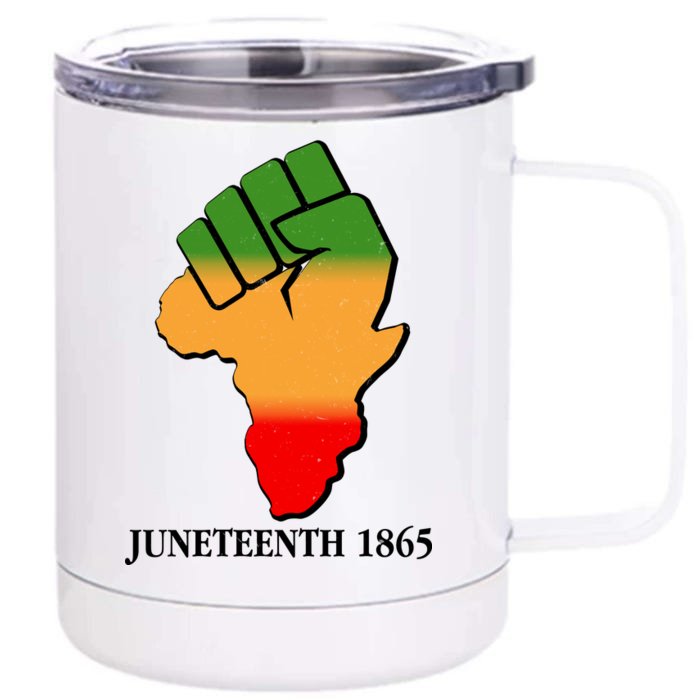 Traditional African Colors Protest Fist Juneteenth Front & Back 12oz Stainless Steel Tumbler Cup