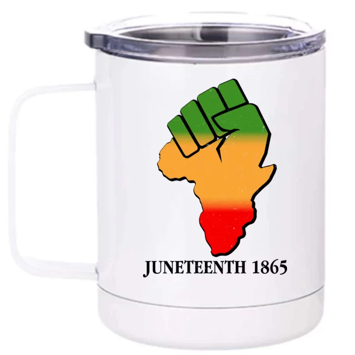 Traditional African Colors Protest Fist Juneteenth Front & Back 12oz Stainless Steel Tumbler Cup