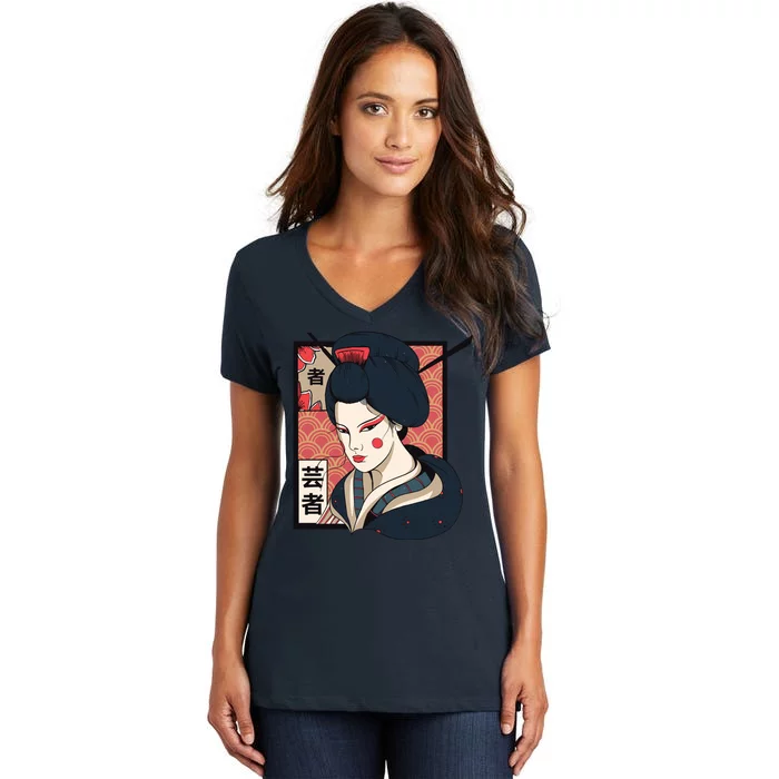 Traditional Geisha Women's V-Neck T-Shirt