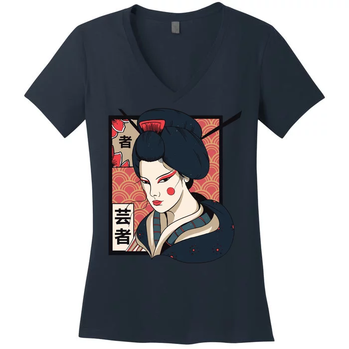 Traditional Geisha Women's V-Neck T-Shirt