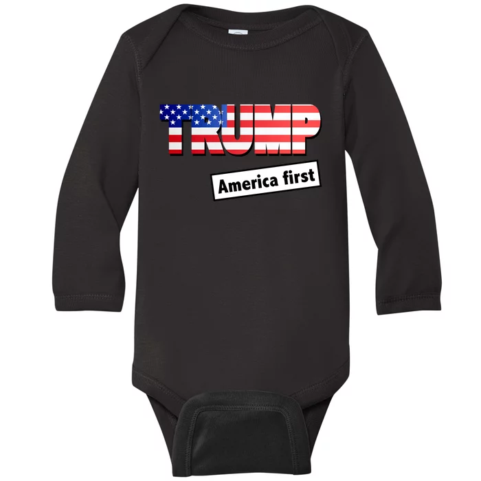 America First Donald Trump Baby Long Sleeve Bodysuit