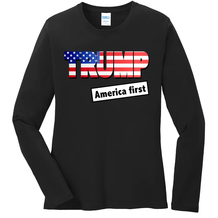 America First Donald Trump Ladies Long Sleeve Shirt