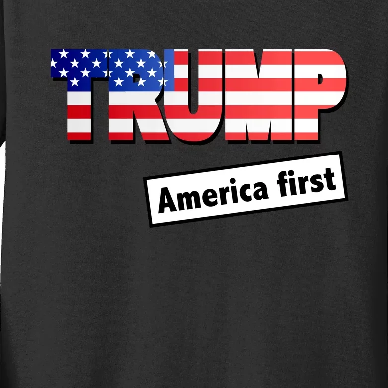 America First Donald Trump Kids Long Sleeve Shirt