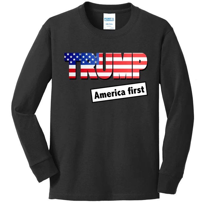 America First Donald Trump Kids Long Sleeve Shirt