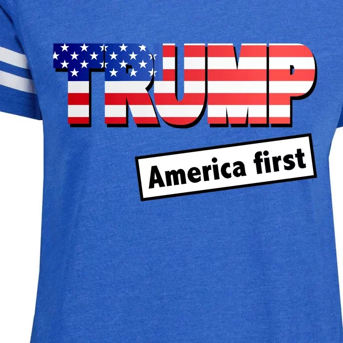 America First Donald Trump Enza Ladies Jersey Football T-Shirt