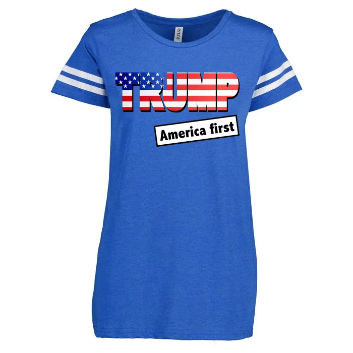 America First Donald Trump Enza Ladies Jersey Football T-Shirt