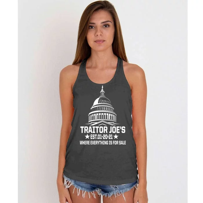 Traitor Joe's Est.01-20-21 Everything Is For Sale Women's Knotted Racerback Tank