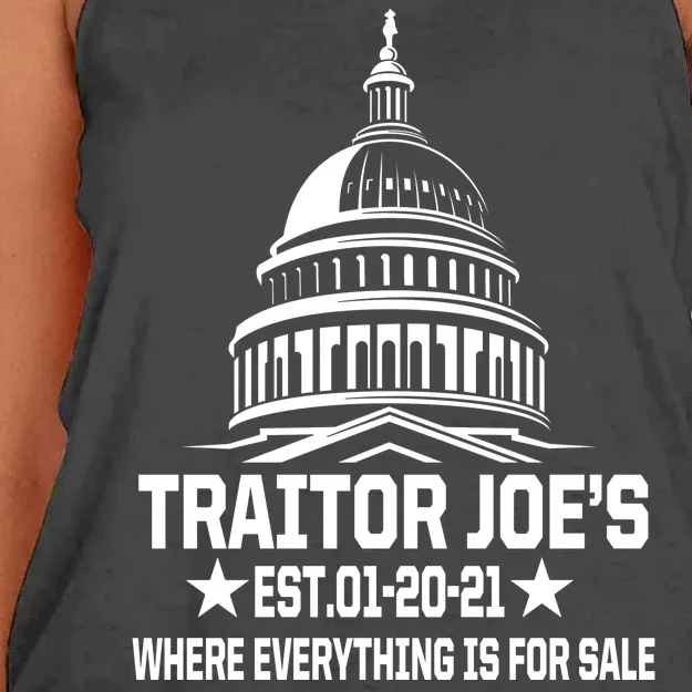 Traitor Joe's Est.01-20-21 Everything Is For Sale Women's Knotted Racerback Tank