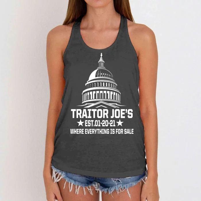 Traitor Joe's Est.01-20-21 Everything Is For Sale Women's Knotted Racerback Tank