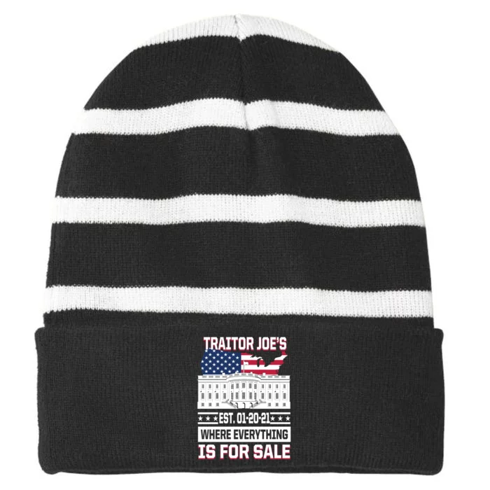 Traitor Joe's Where Everything Is For Sale Striped Beanie with Solid Band