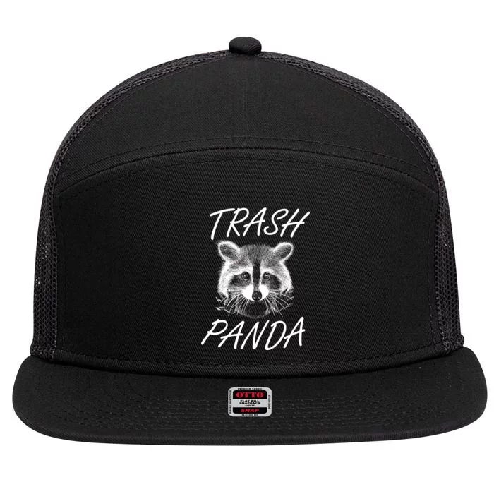 Trash Panda Funny Raccoon 7 Panel Mesh Trucker Snapback Hat