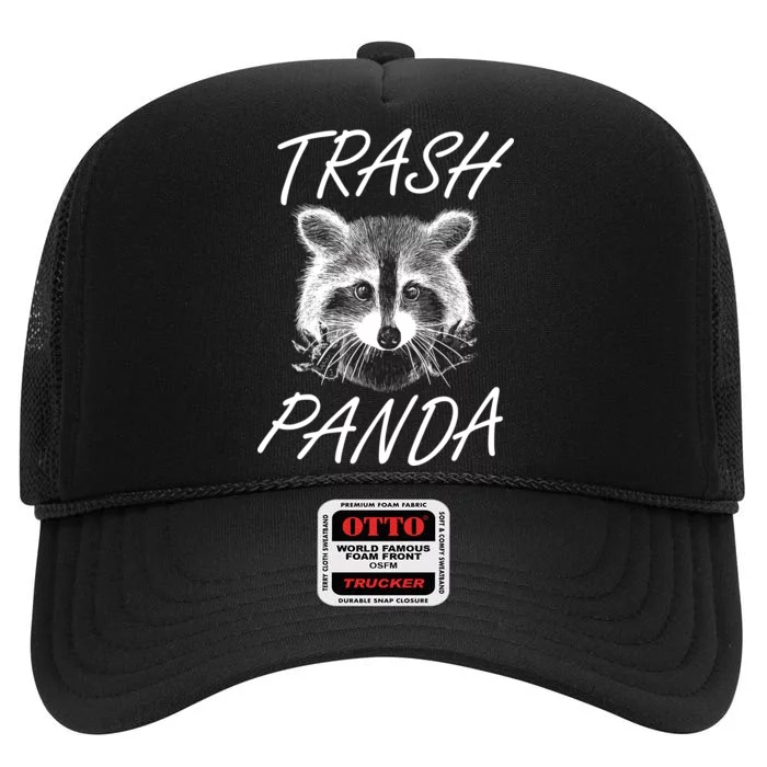 Trash Panda Funny Raccoon High Crown Mesh Trucker Hat