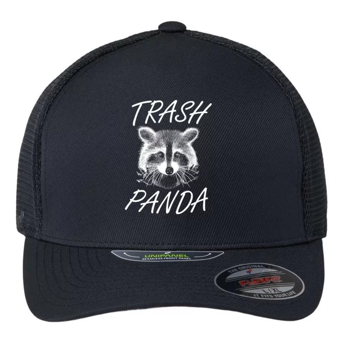 Trash Panda Funny Raccoon Flexfit Unipanel Trucker Cap